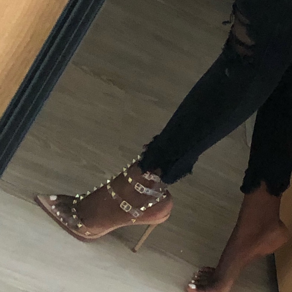 Studded Clear Heels